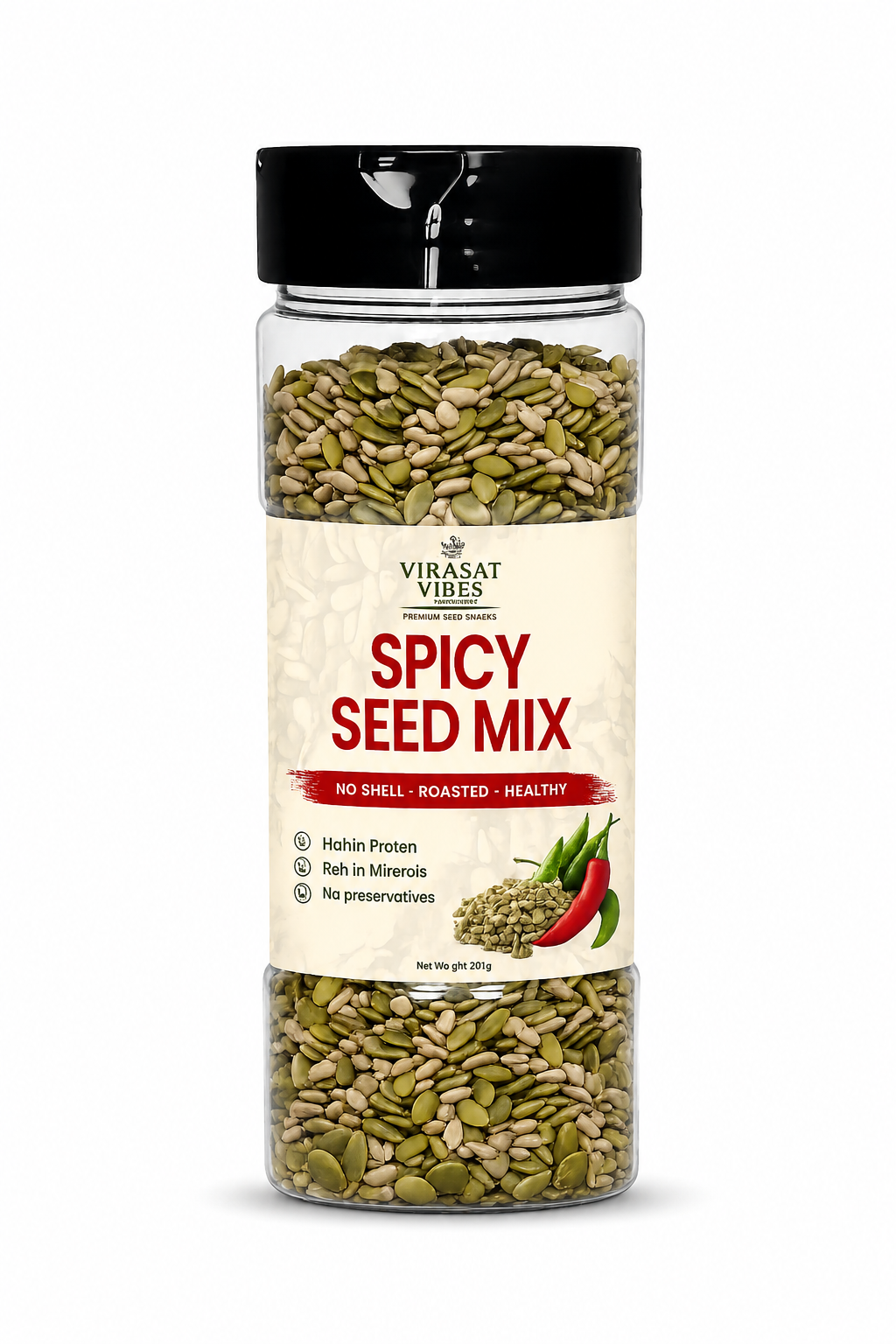 Roasted Seeds Mix 220g by Virasat Vibes – Premium Pumpkin & Sunflower Pepitas, High Protein, Dietary Fiber, Keto & Vegan Healthy Snack