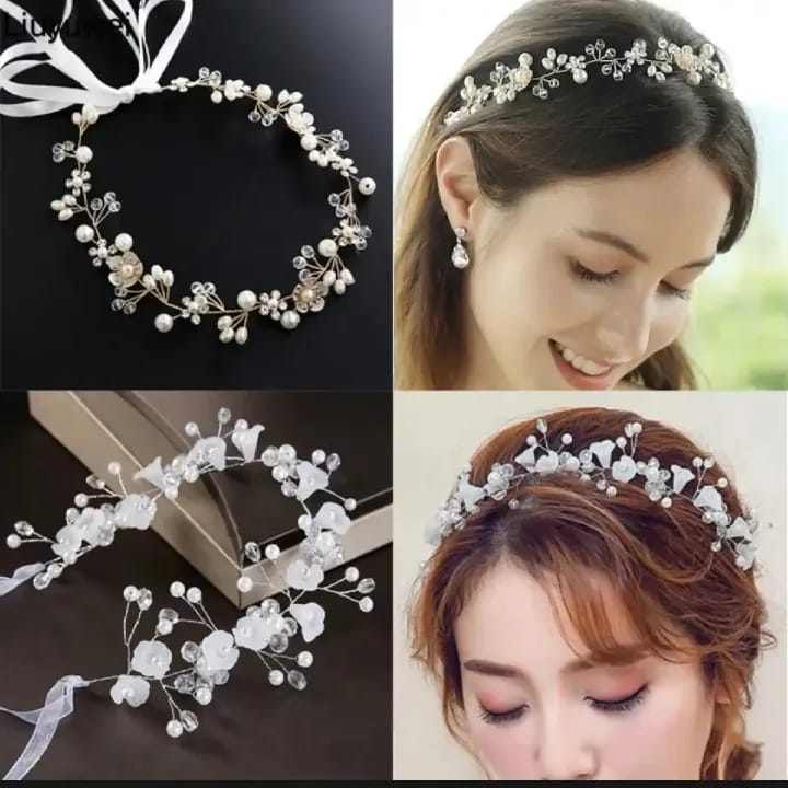 New Fashion Flower Headband With Ribbon Wearth Wedding Party ladies Girls Garlands Floral Crown Rhinestone Hairband