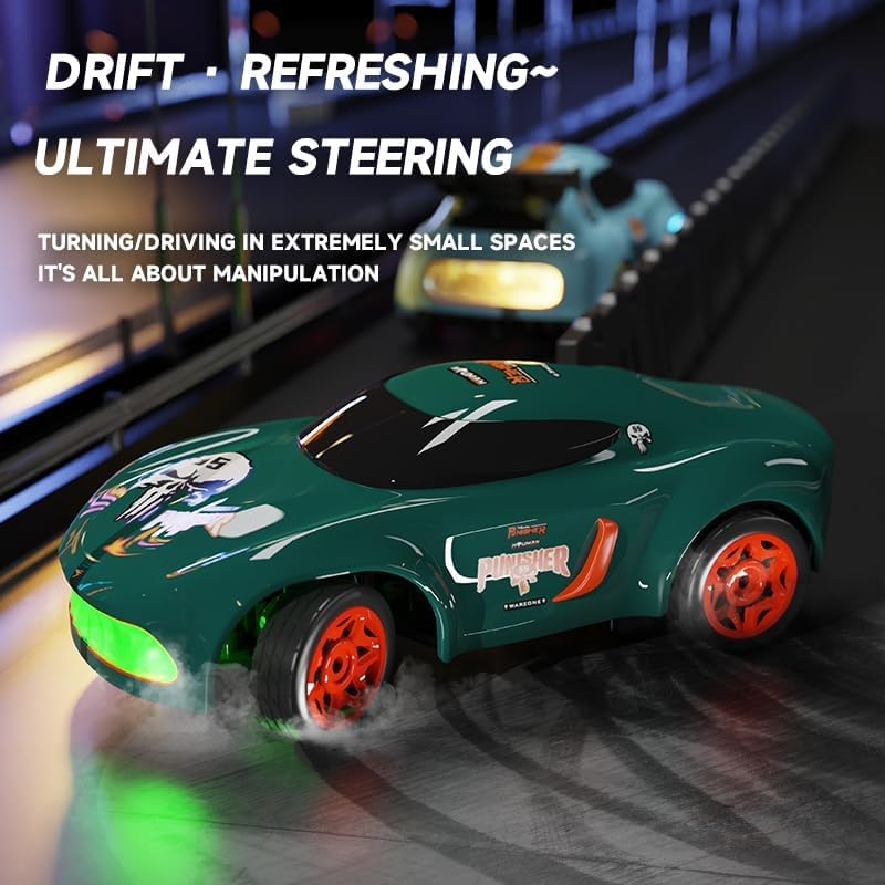 Lighting Mini Desktop Drift RC Car 1/64 Scale 4WD | LED Remote Control Drift Car | Rechargeable Mini RC Racing Car Toy for Kids & Adults