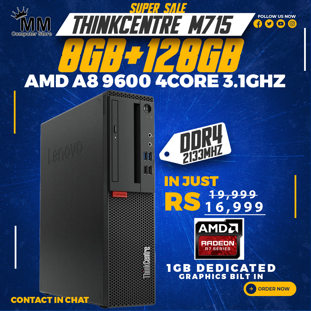 AMD A8 9600 With R7 1GB Graphic Card With DDR4 8GB RAM and 128GB M - Main Image