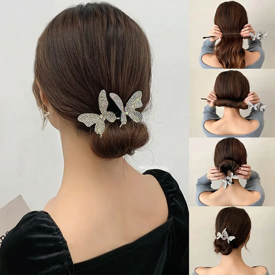 1pcs Butterfly-Shaped Hair Curler Hairpin Bun Maker Twist Headband Lazy Hair Styling Hairbands Women Hairstyle Hair Stick Korean Lazy Hair Curlers Styling Accessories Hairpin Hair Braiding Braider Hairgrip Styling Tools hair tie barrettes DIY Twirling Bun