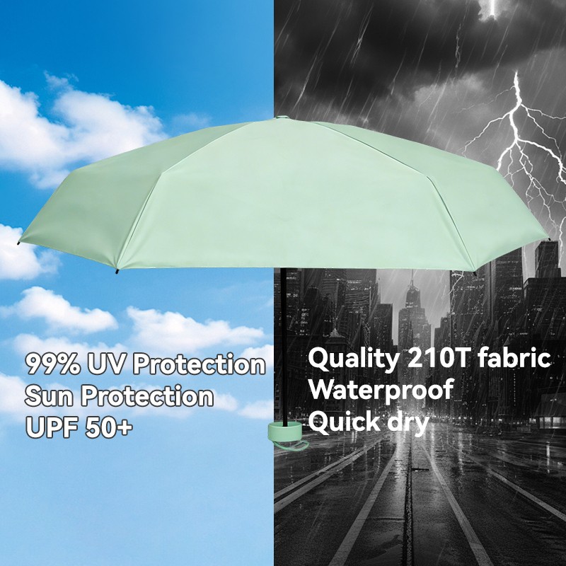 Pocket Umbrella with Case - Portable Compact Lightweight Durable Parasol Stylish Small Travel Umbrella for Rain & Sun Protection