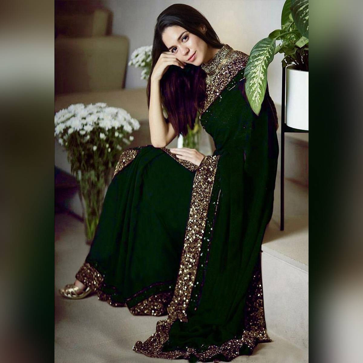 Fancy Embroidered Chiffon Saree