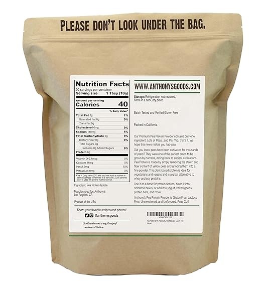 Premium Pea Protein, 2 lb, Plant Based, Gluten Free, Unflavored, Vegan, Keto Friendly, Made from Peas