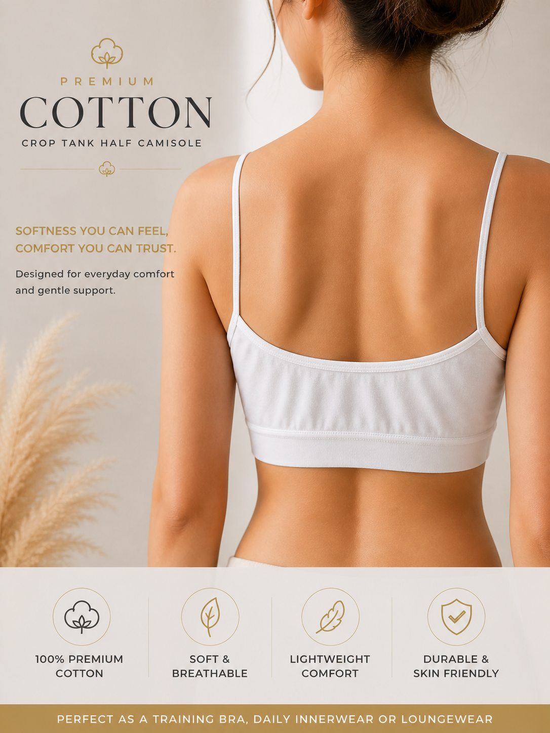 Pack of 6 | 3 | 2 Half Shameez for Girls, Cotton Half Camisoles Beginner training Bra Vest & Crop Tank Top Innerwear Best for 28 30 32 free size– Full Coverage Non Padded Pure Cotton Beginners Bra Vest Bra Biddies With All Day Comfort for training teens