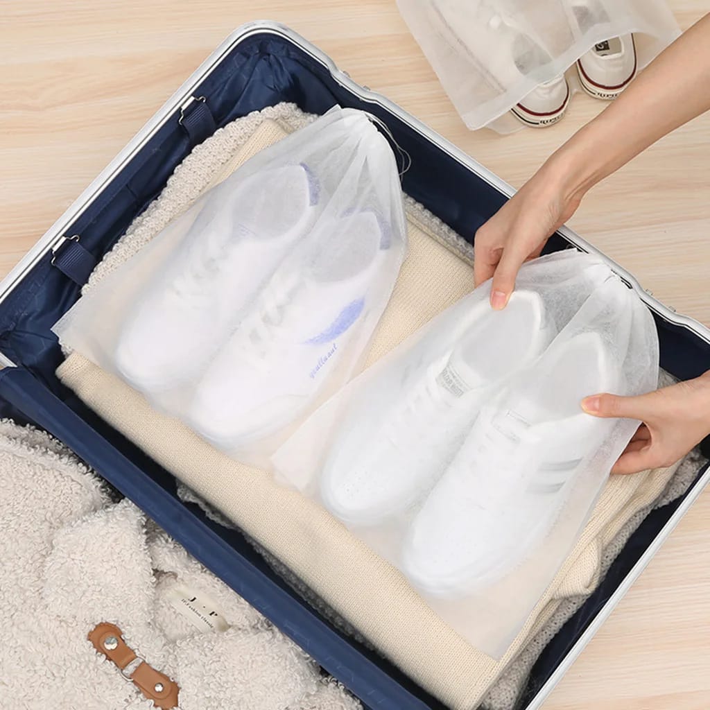 Pack of 12 - Travel Shoes Storage bag with clear window non-woven with PVC Bag