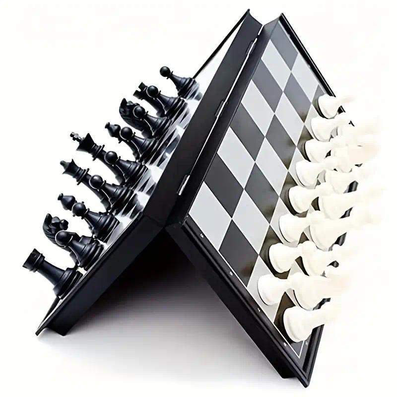 Premium Magnetic Chess Board with Classic Pieces | Foldable Travel Game Set in 3 Sizes – Small 8", Medium 10", Large 12" | Portable Strategy Board for Adults & Kids