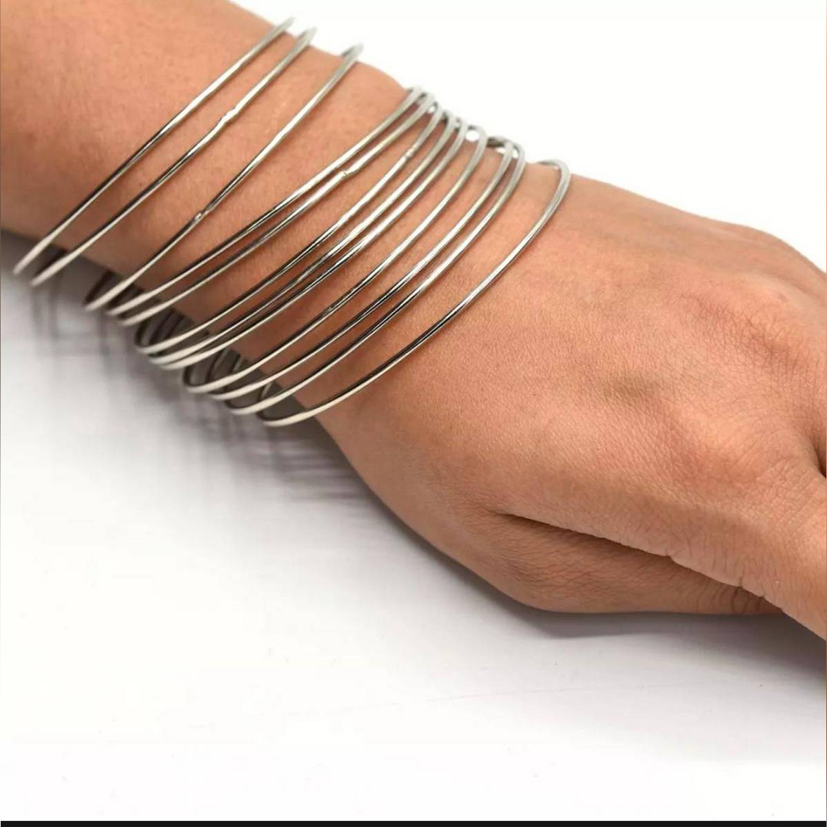 silver steel bangles