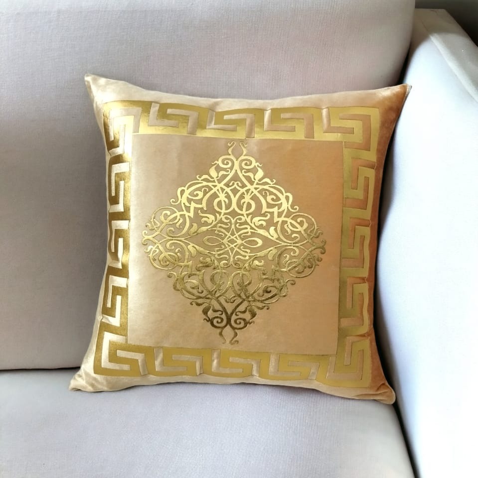 16x16 inches Luxury Velvet Laser Cut Sofa Cushion Cover with Silk Front and Side Zip Closure