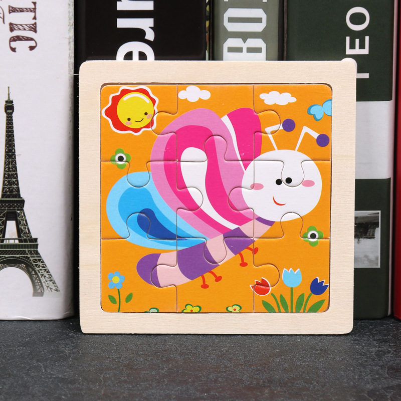 Montessori Wooden Picture Puzzles for Kids — 12 Colourful Animal Boards, 9-Piece Each for Hand-Eye & Problem Solving