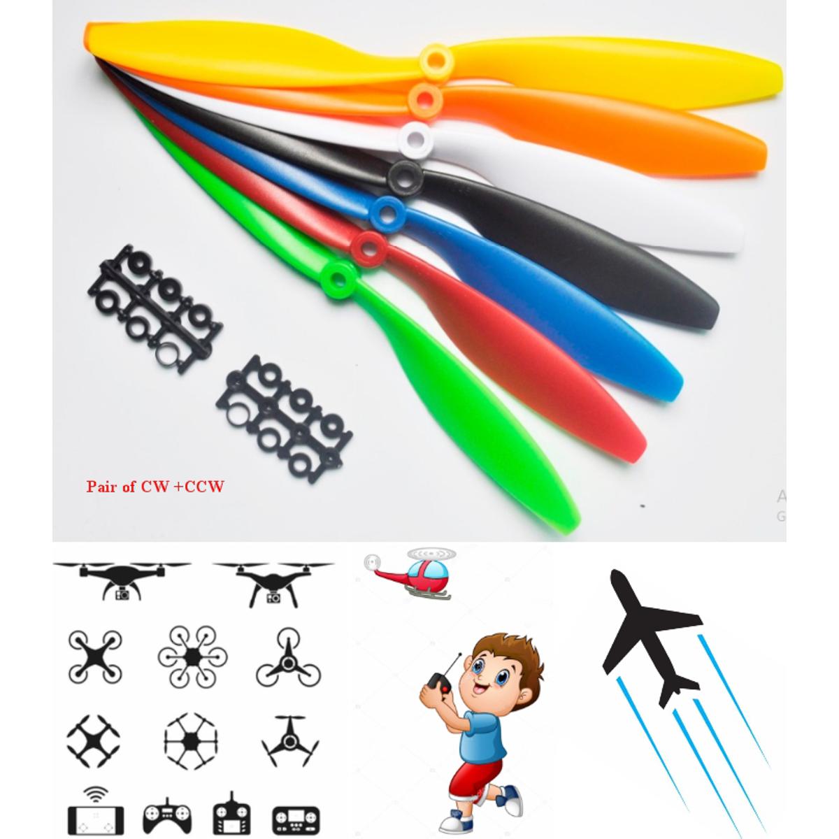 1pair CW+CCW White 1045 Multiaxial ABS ablade propellers pair