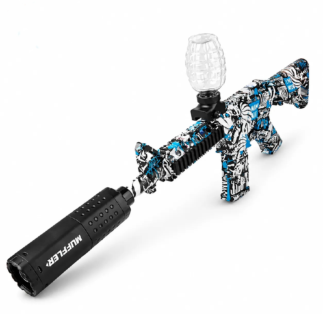 M416 AK-47 Electric Ball Blaster Gun Toy Set with Goggles, Rechargeable Automatic Gel Blaster Gun, Strong Power Gel Ball Burst Toy, Outdoor Shooting Team Battle Game, PUBG & Fortnite Inspired Graffiti Design, Summer Play, Pool Party, Birthday Gift for Boy