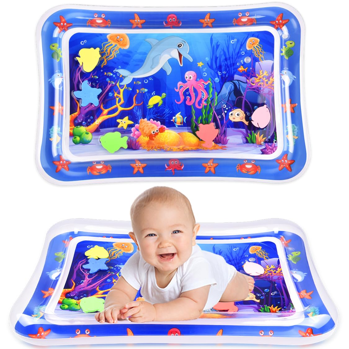 Baby Kids Water Play Mat Toys Inflatable Tummy Time Leak Proof Water Play Mat and Toddlers Perfect Fun Activity Inflatable Mat, Activity Play Center Indoor and Outdoor Water Play Mat for Baby, Inflatable Tummy Time Mat, Premium Baby Water Play Mat for Inf