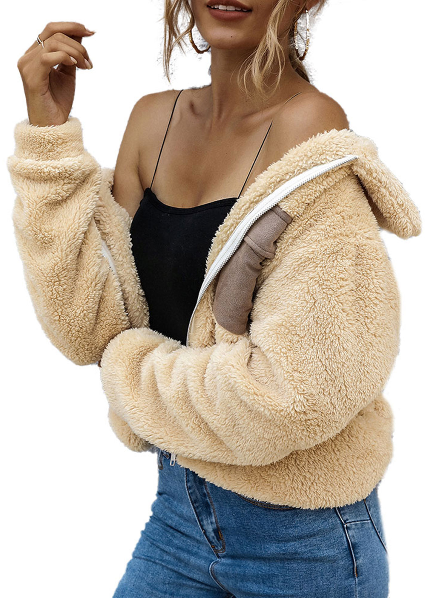 yellow shaggy jacket