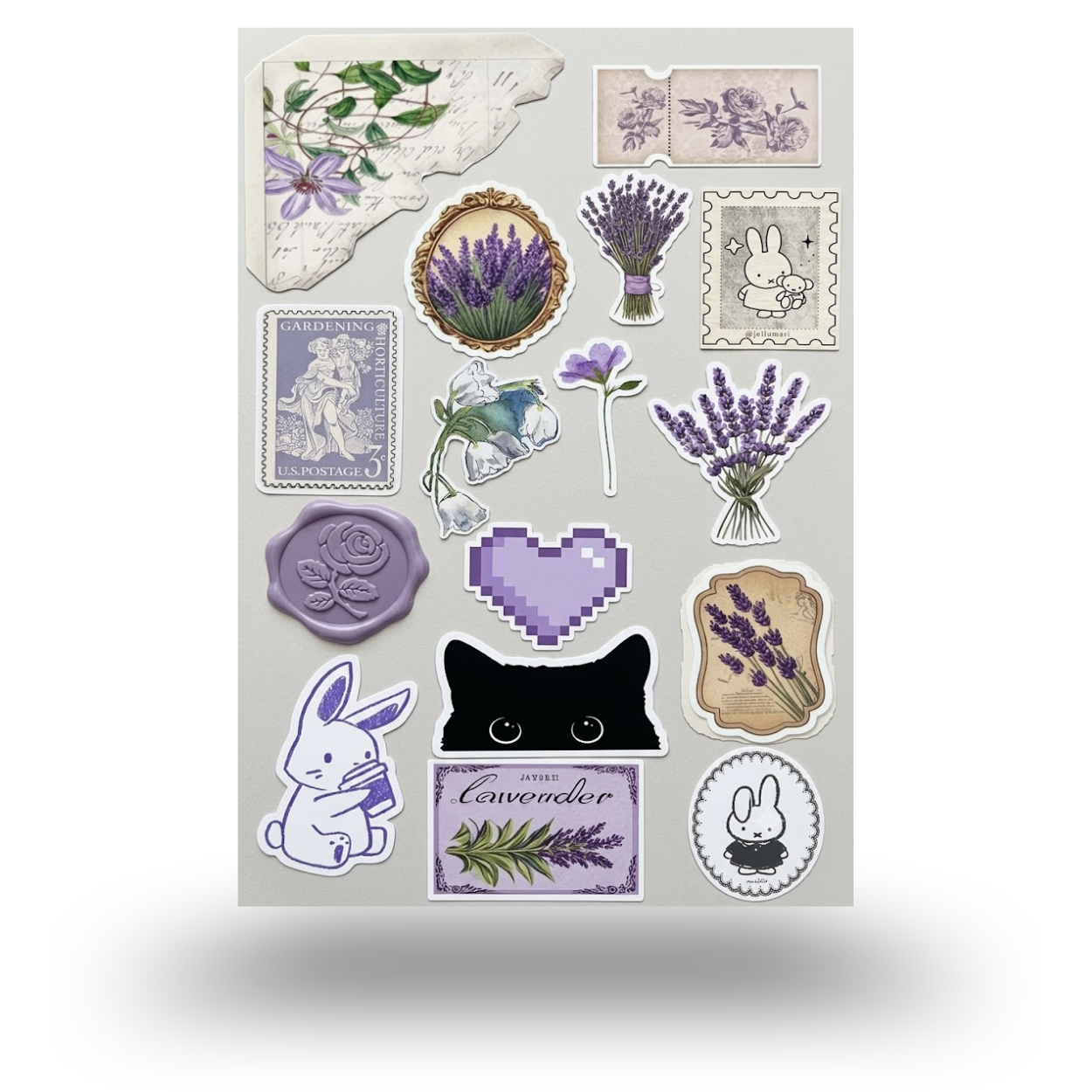 Aesthetic Purple Themed Lavender Sticker Sheet | Journal Aesthetic Stickers - Uncut and A6 Sized (10x15cm) Art for Laptops, Journals, and More - Express Yourself Creatively for Girls and Boys