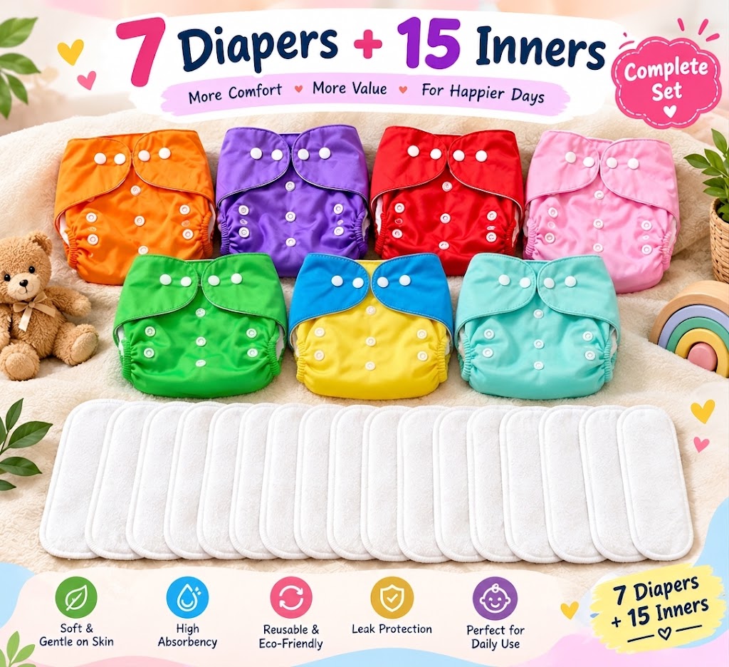 Premium Reusable Cloth Diapers for Babies 0-6 Years - Eco-Friendly, Washable, Lightweight, with Lamination - Various Patterns Flexible Free Sizing Diapers Adjustable Pamper