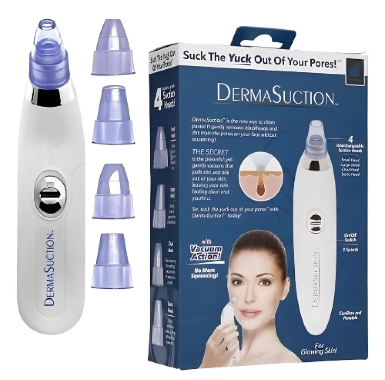 5-in-1 Derma Suction Blackhead Remover Machine | Pore Vacuum Cleaner | Acne Pimple Extractor | Facial Pore Suction Tool | Deep Face Cleaning | Whitehead & Blackhead Removal | Rechargeable Skin Care  Multi-Functional Skin Care Beauty Tool for Nose  & Face