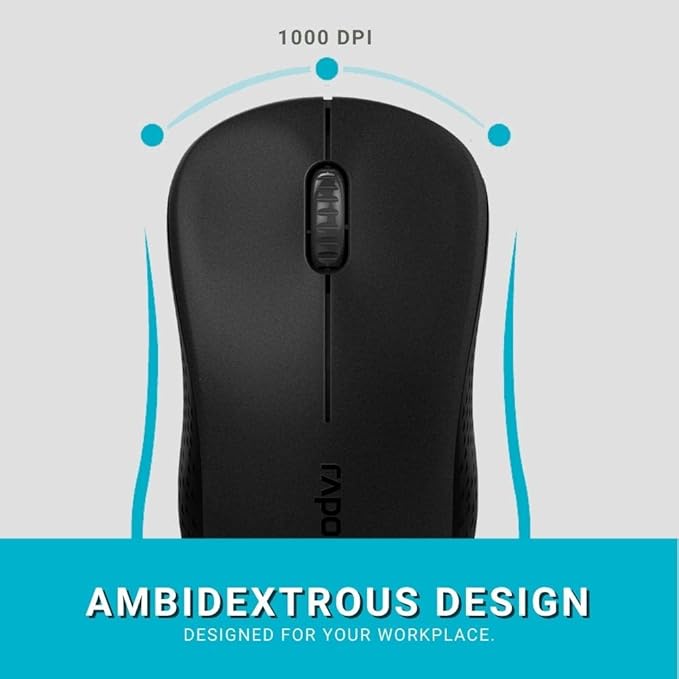 RAPOO M20 Wireless Mouse Compact 2.4 GHz with USB Nano Receiver Ambidextrous Black 16 c142093bca9c66a70a7b8470aae6e472