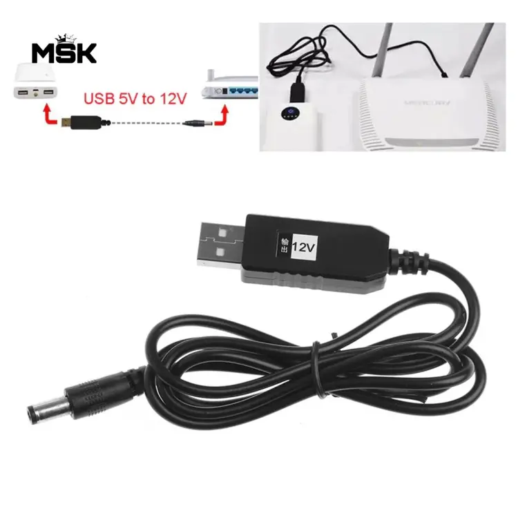 USB Power Boost Line DC 5V To 12V Step UP Module USB Converter Adapter Cable  2,1x5.5mm Plug