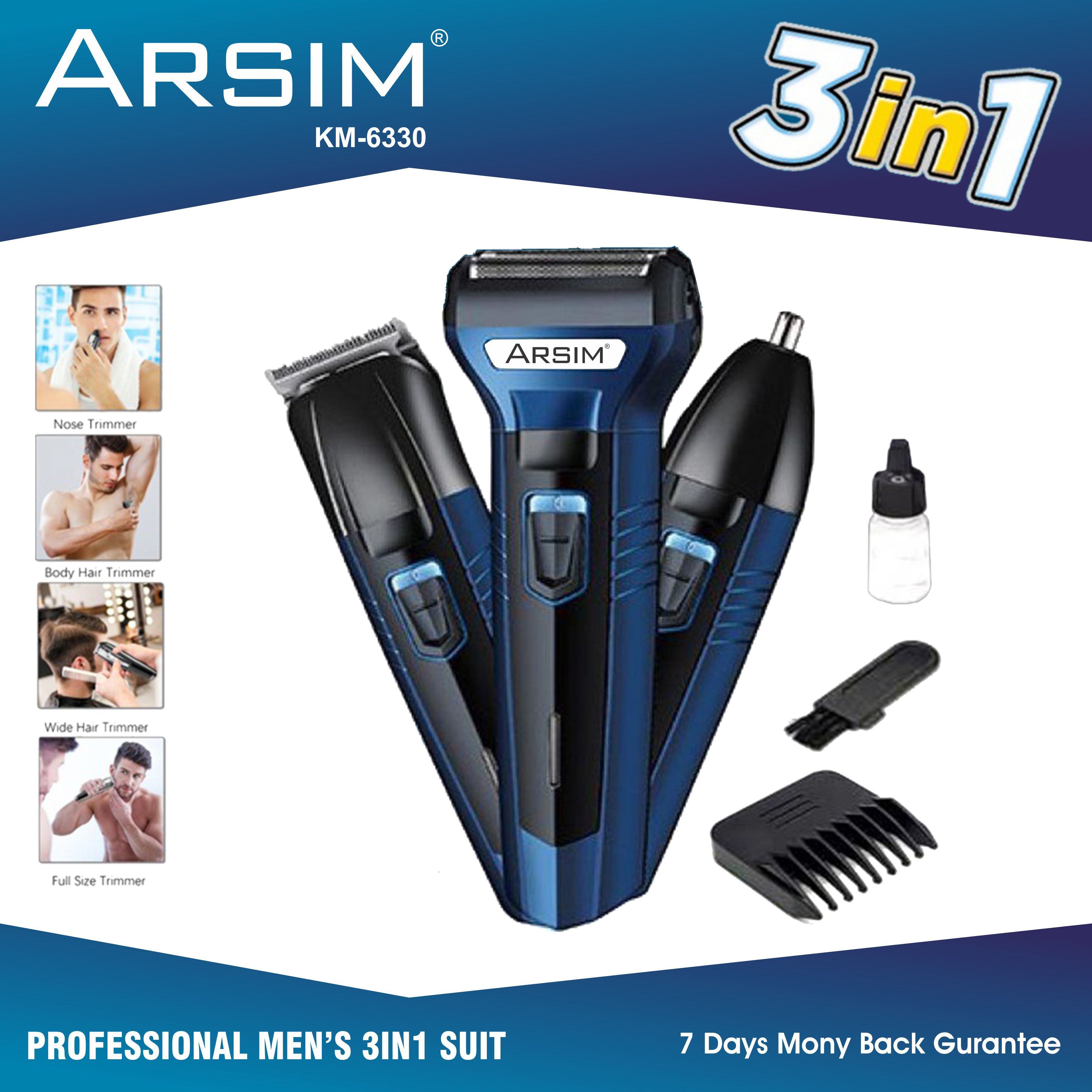 ARSIM Shaving Machine  3 In 1 Rechargeable Hair Clipper Shaver beard Styling Trimmer Hair Removal machine for men