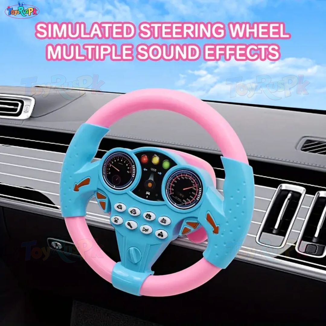 Kids Simulated Steering Wheel Toy | Interactive Car Driving Controller for Kids | Pretend Play Driving Toy with Sounds & Lights | Suction Cup Steering Toy for Babies & Toddlers | Educational Driving Toy for Boys & Girls | ToyzRusPk