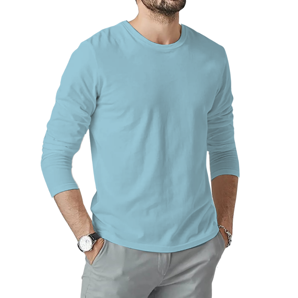 MK Garments - Long Sleeves Round Neck Plain Tshirts For Men
