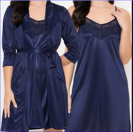 Basic Short Night Dress &  Set in Navy -