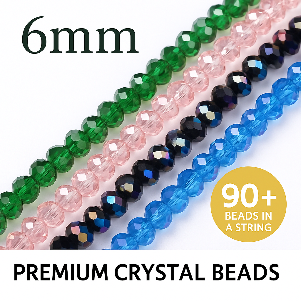 6mm Crystal Beads (80+ Pieces) for DIY Jewelry Making & Clothing Designs – High-Quality AB Crystal Beads