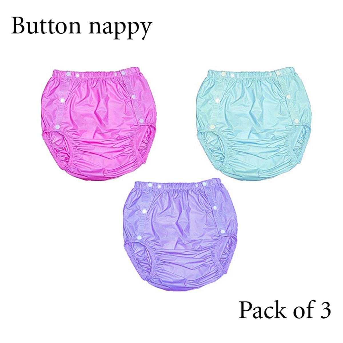3 Pcs Set - Baby Washable Adjustable Button Plastic Diaper Nappy