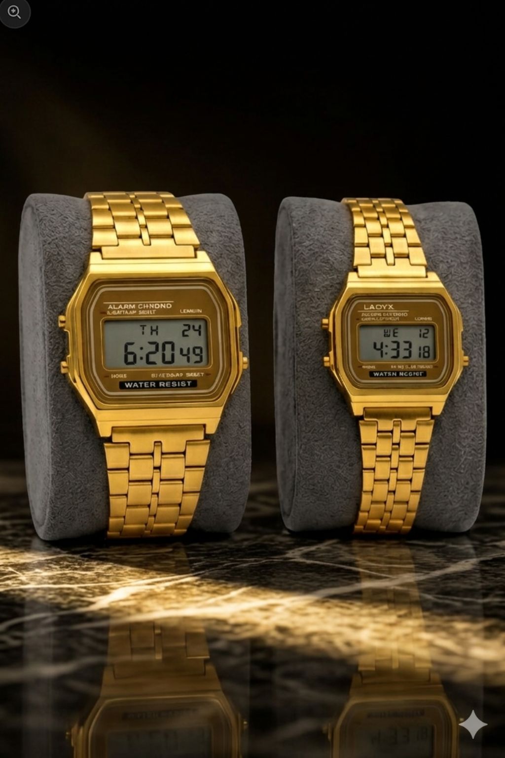 Digital Couple Watch  Classic Vintage Watch - Alarm Stopwatch, Built in Light