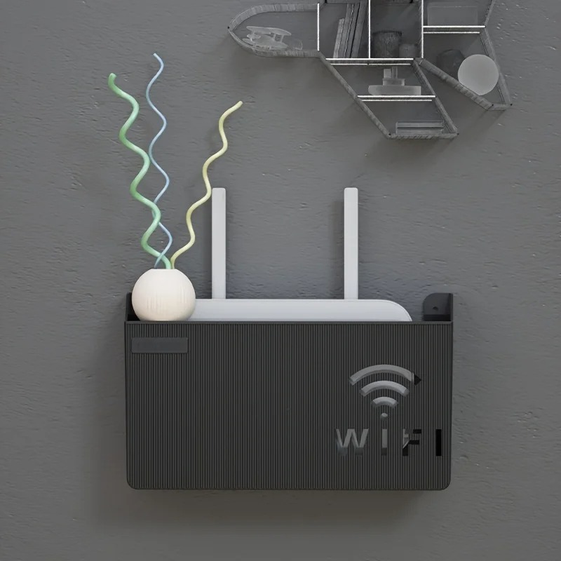 Wall Mounted WiFi Router Stand / Shelf / Rack – Wireless Router Holder & Organizer with Hidden Cable Management – ABS Plastic and Metal WiFi Rack for Home & Office – Easy Installation – Decorative Internet Box – High Quality