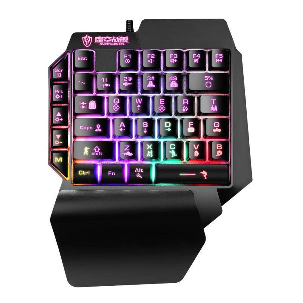 USB F6 Keyboard One-handed Wired 39 Keys Luminous Gaming Keyboards For ...