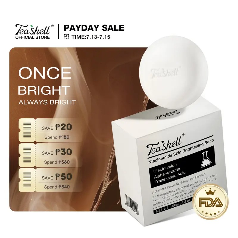 TeaShell Niacinamide Skin Brightening Soap 100g | Deep Cleansing Face & Body Soap | Moisturizing Soap | Smooth & Healthy Looking Skin | For Men & Women