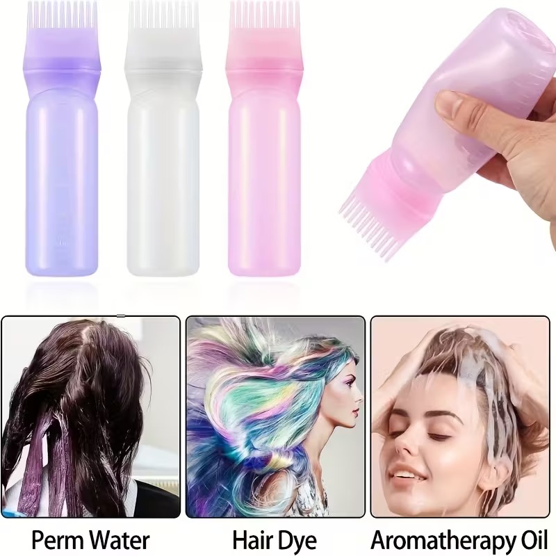 Shampoo Massager Brush Scalp Hair Scrubber with Hair Dye Applicator Brush Bottles Dyeing Shampoo Bottle Oil Comb Hair Dye Bottle Applicator Hair Coloring Styling Tool