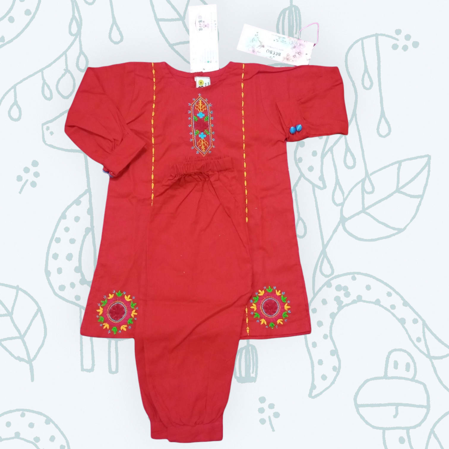 Girls Hand Embroidered 2 Piece Summer Dress