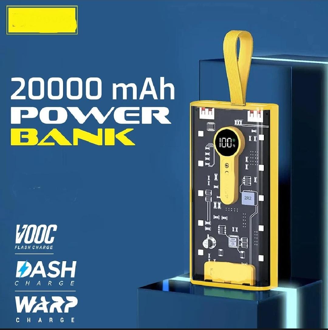 20000 MAH 66W Fast Charging Transparent Power Bank - Power Bank 20000 MAH - Portable Fast Charging - Super Fast Charger - Samsung Xiomi and for all Devices - Super Fast Charging Transparent 66W Power Bank- 20000 MAH Portable Mini Power Bank- LED Display.