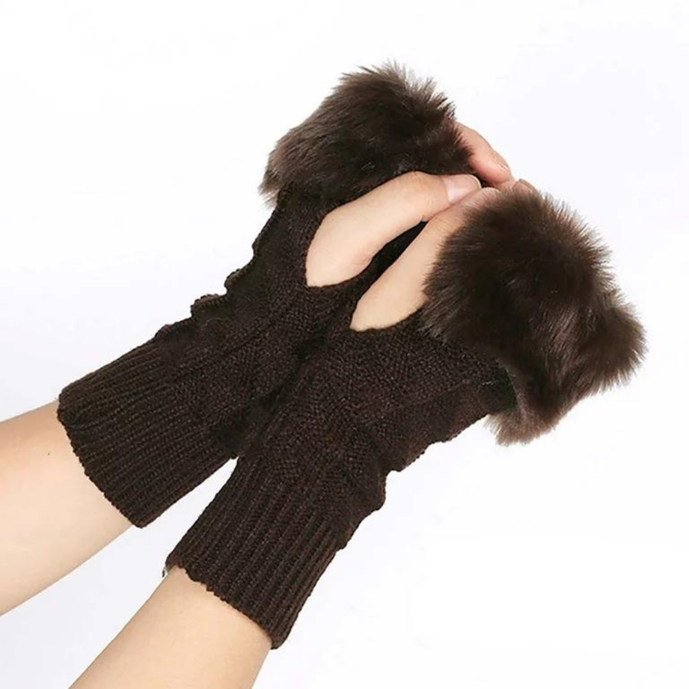 Women Girls Winter Wool Knit Gloves Warm Fingerless Gloves Mitten Crochet Thumbhole Arm Wrist Ultra Soft