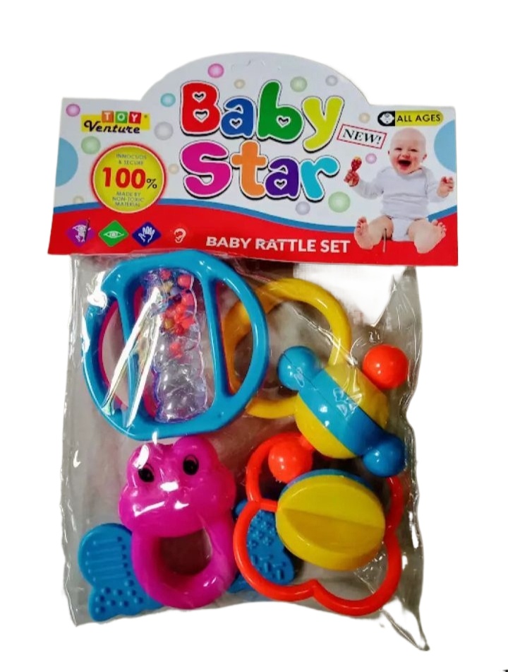 Baby Star 4 PC Rattle Set For New Born Babies