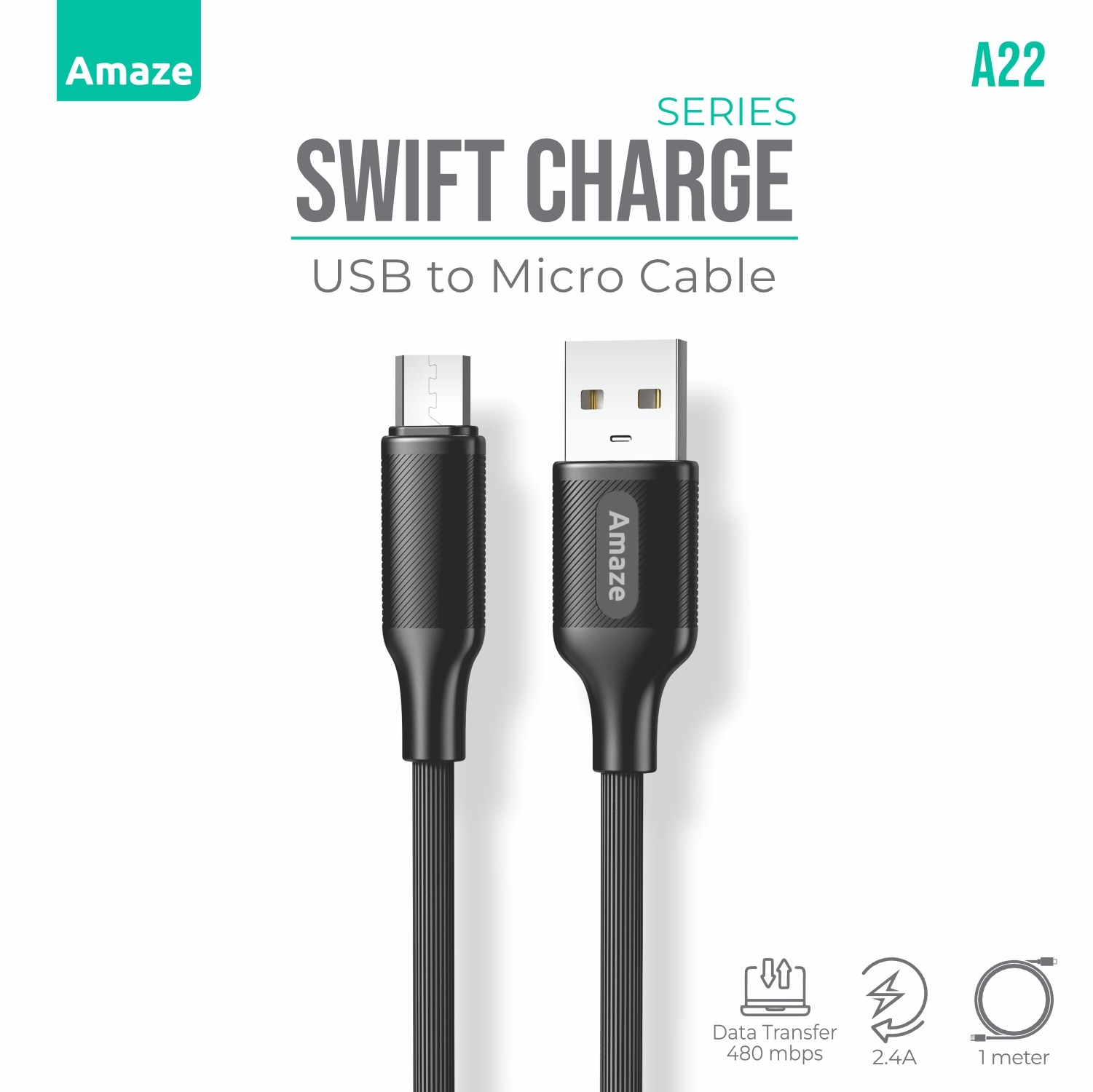 Amaze Swift Series Micro USB Cable 2.4A 1m A22