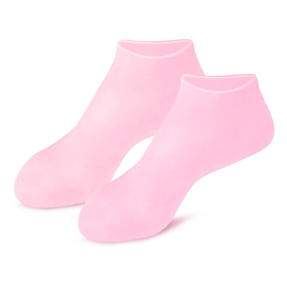 [Bundle Of 2] Moisturizing Socks Silicone Gel Heel Pad Socks Skin Color & Half Heel Pads