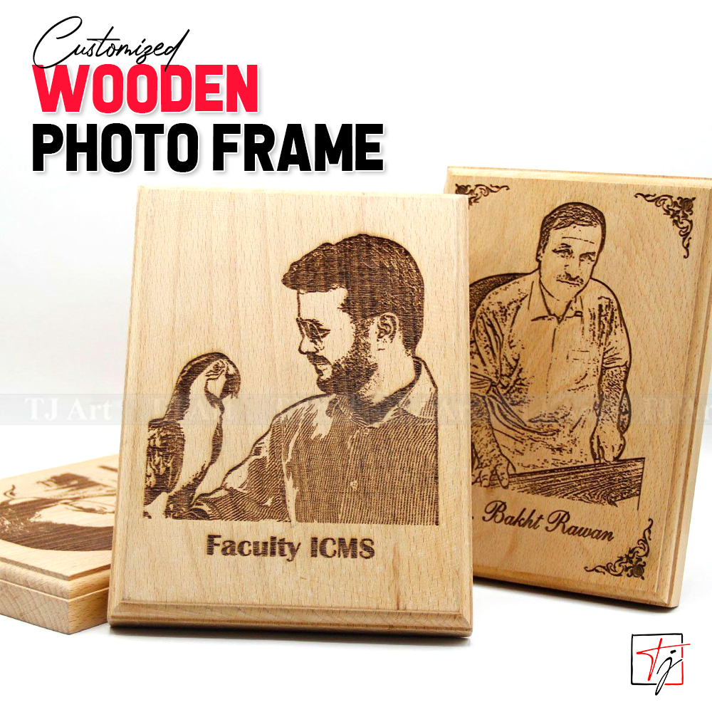 Customized Wooden Engraved Photo Frame - Personalized Photo & Text Engraved On Wooden Frame - Wooden Engraved Picture Frame Gift For You Loved Ones