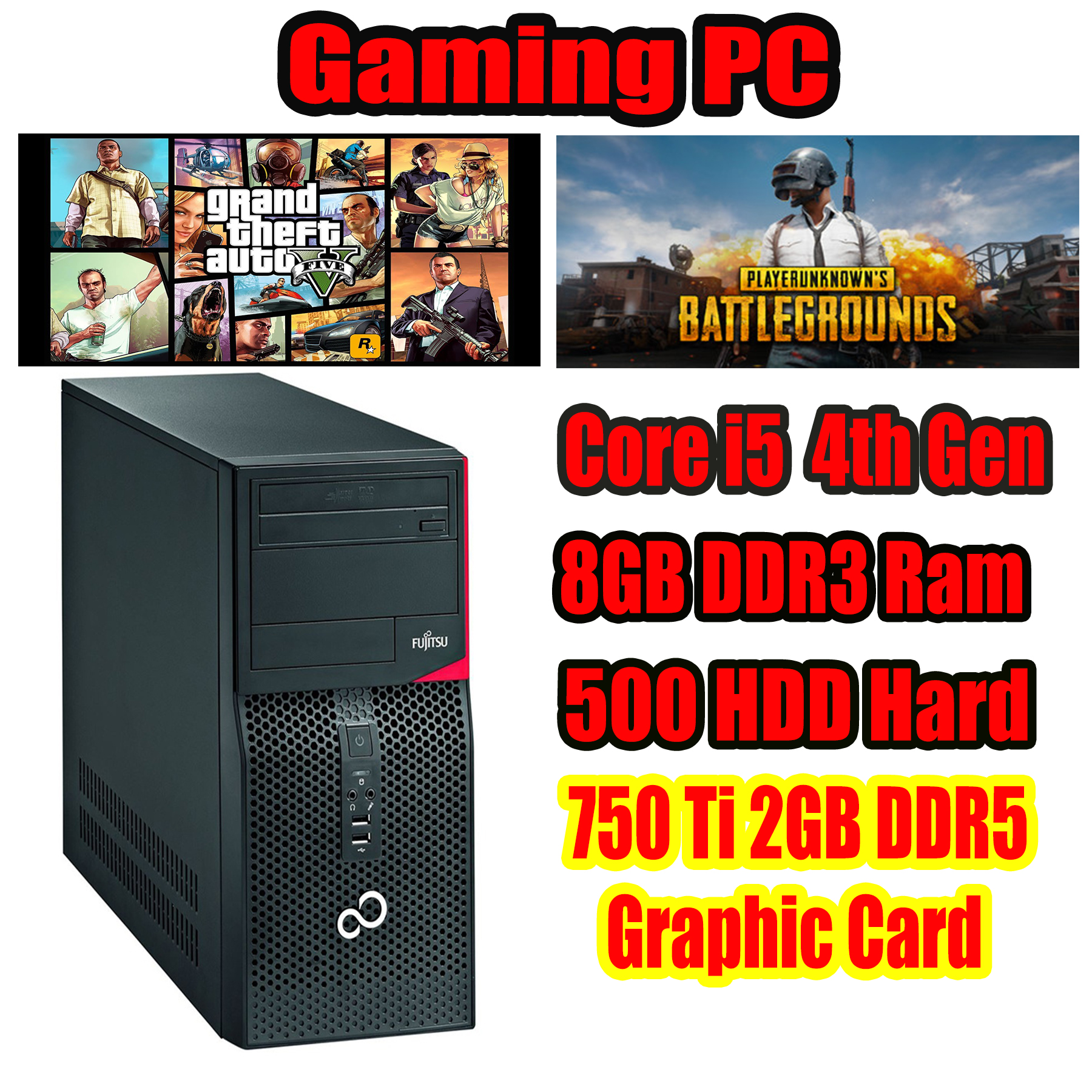 Renewed Fujitsu Tower Core I5 4th Gen 8gb Ram 500gb Hdd Gaming Pc With Gtx 750ti 2gb Ddr5 128bit Dedicated Graphics Card Buy Online At Best Prices In Pakistan Daraz Pk