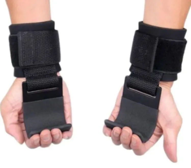 Power Weight Lifting Hooks Gloves with Grips and Straps for Wrist