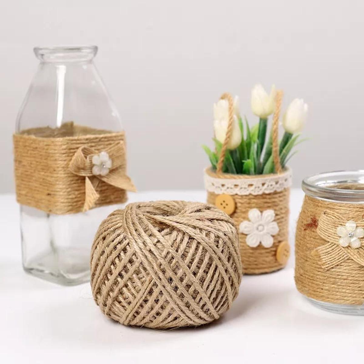 45 Meter Natural Jute Rope Cord Ribbon Craft DIY Jute Twine Thread ...