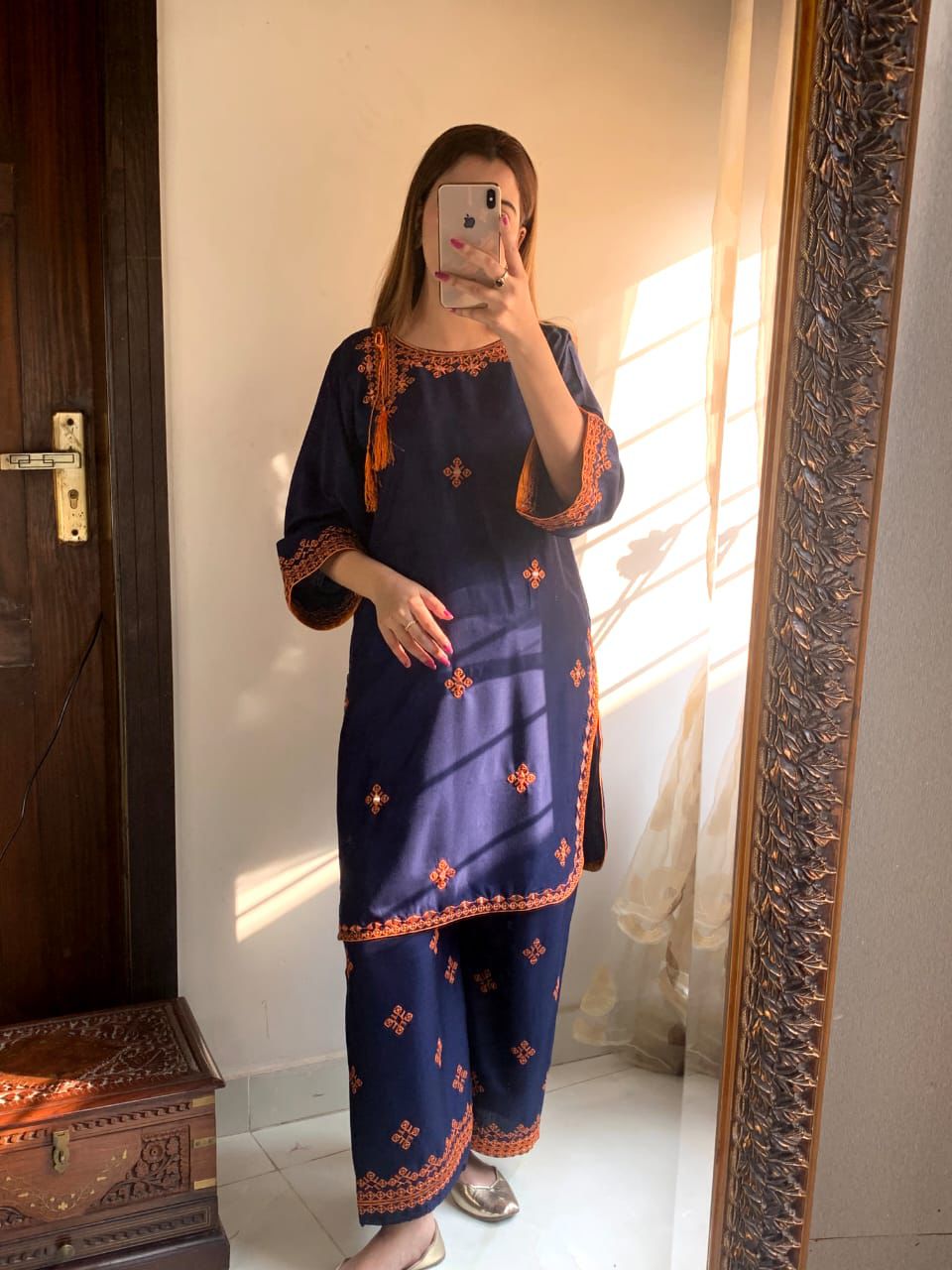 Fancy clothing hub linen Embroidery Two Pieces For GirlsBalochi mirror work fancy embroidery 2 pieces stitched dress for girls