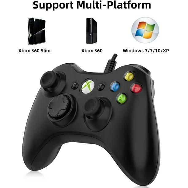 Xbox 360 Controller for Windows & Xbox 360 Console Wired USB Joystick Support PC Laptop