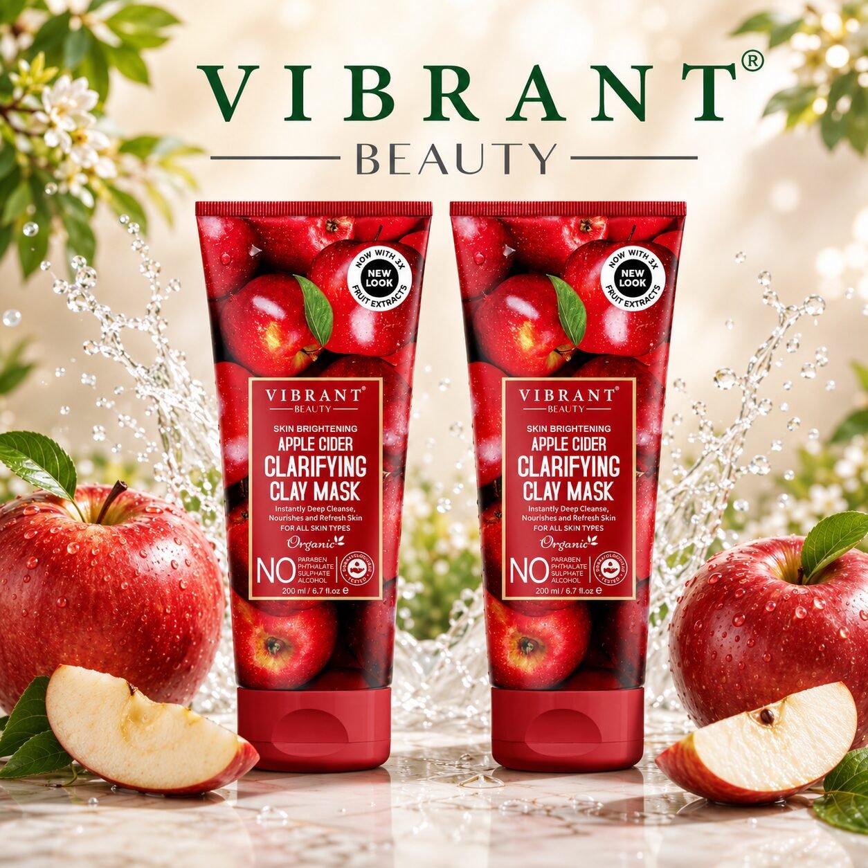 Vibrant Beauty Apple Cider Clarifying Clay Mask Combo Pack | Personal Care Set | 200ml
