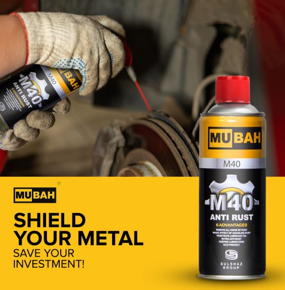 Original MUBAH M40 Rust Remover & Anti-Rust Spray 400ml | Multipurpose Metal Cleaner, Penetrating Oil & Lubricant | Best for Bikes, Cars, Tools, Auto Parts, Chrome, Steel, Rust Protection A+ Quality with Free delivery voucher