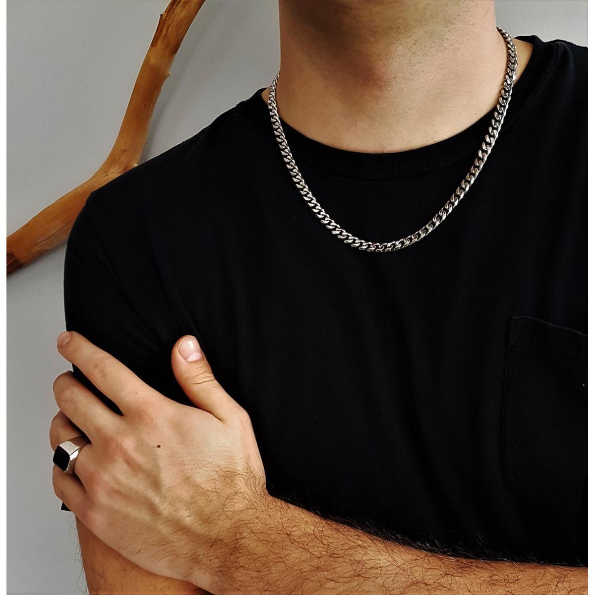 Silver Stainless Steel Thin Cuban Chain For Men/Boys - 100% High Quality