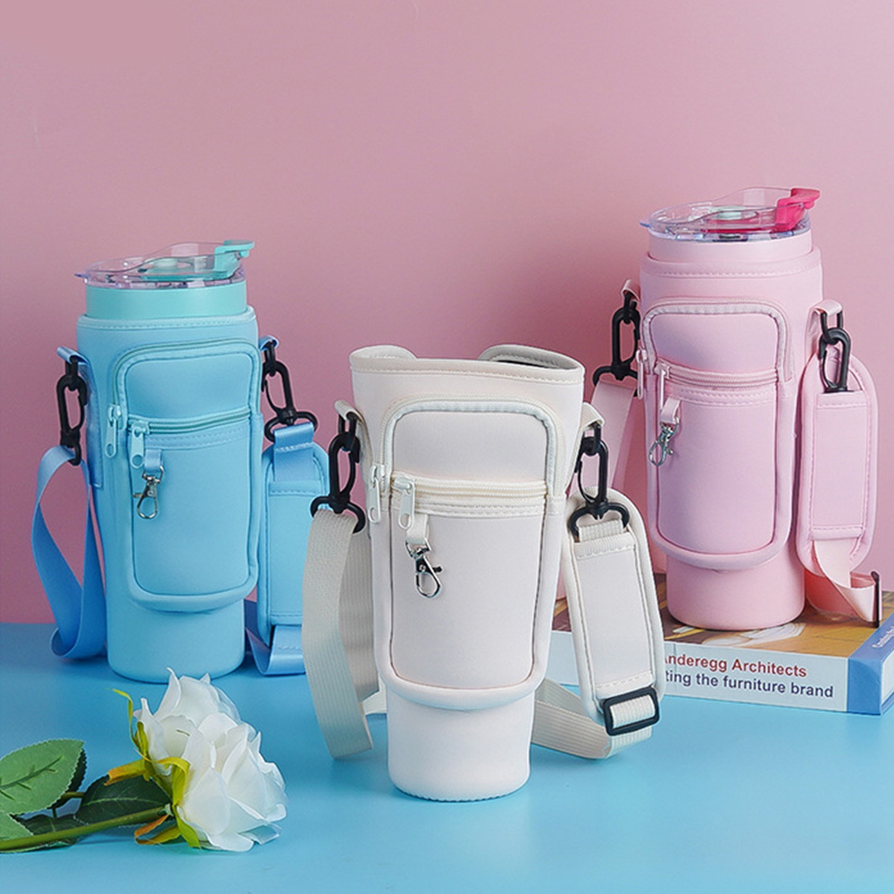 40Oz Water Bottle Carrier Bag With Phone Pocket For Stanley Quencher Cup With Handle Water Bottle Holder Pouch